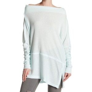 Free People Seafoam Ribbed Asymmetrical Top